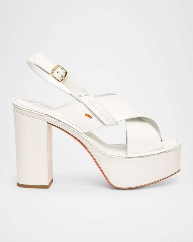 Tropez Leather Crisscross Platform Sandals